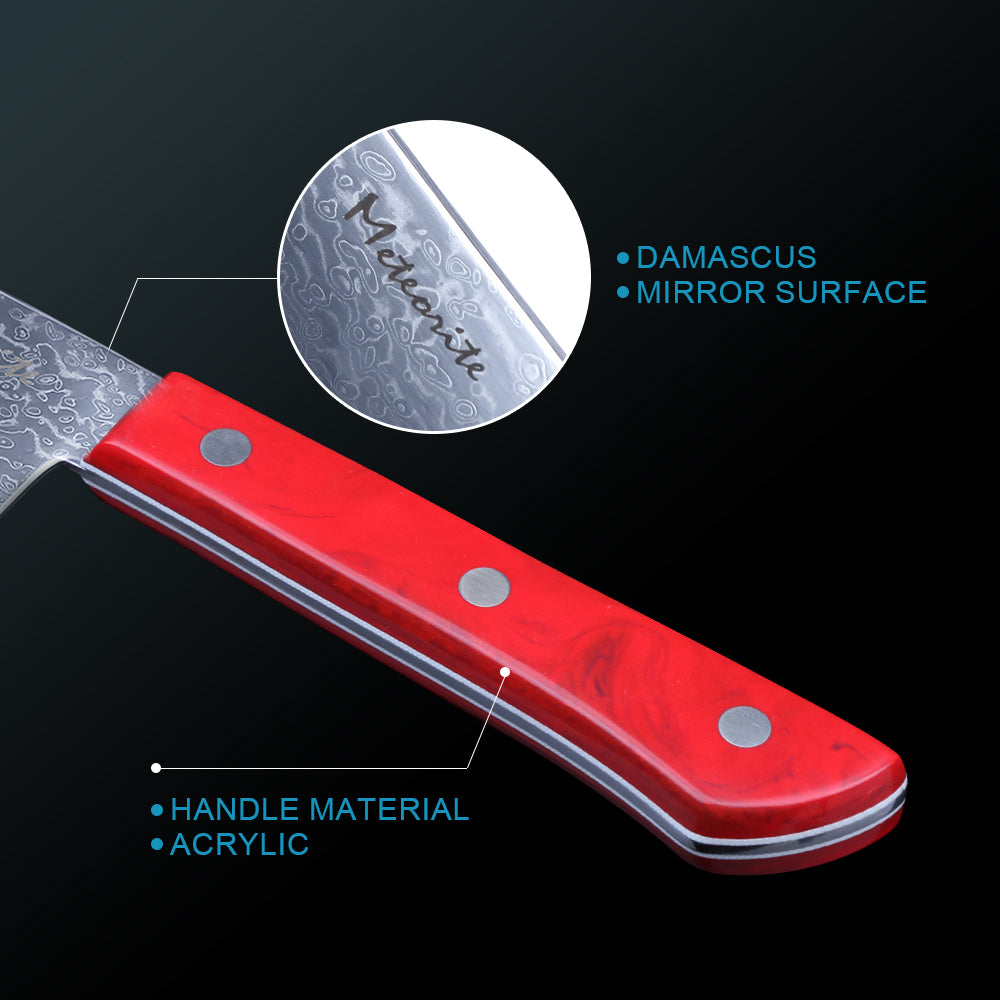 Meteorite PaintedBunting  3pcs Chef & Santoku & Utility Knife Set - Premium Damascus Kitchen Chefs Knife Set - Japanese Style knives Blade in Gift Box