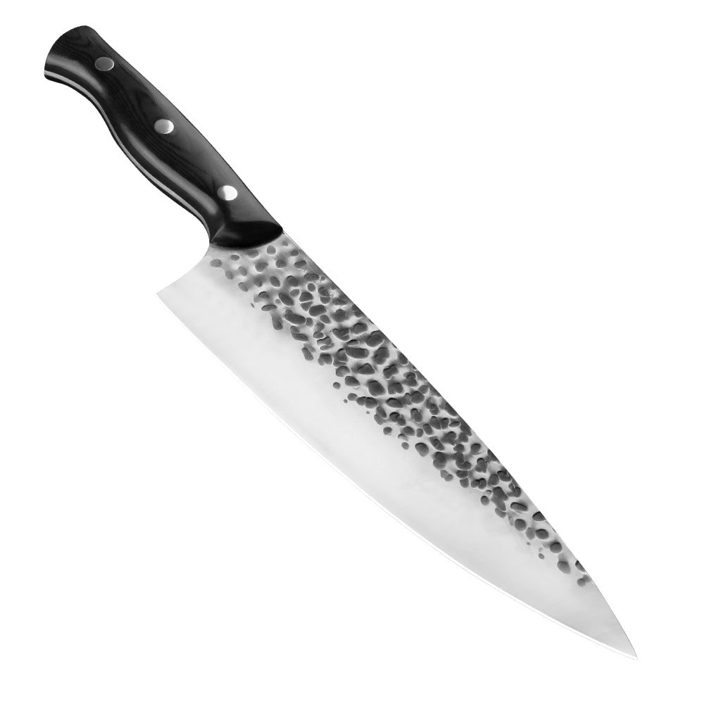 Meteorite Reindeer 9'' Chef Knife - Heavy-Duty Camp Kitchen Knife for Outdoor Cooking & Wild Game Prep｜3.3mm High-Carbon Steel Blade & Non-Slip Grip Handle