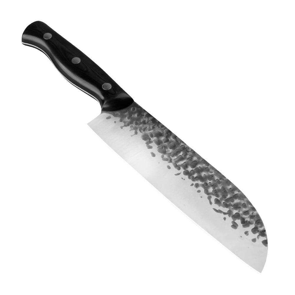 Meteorite Reindeer 8'' Santoku Knife - Outdoor Camp Kitchen Knife for Picnic Food Prep & Bushcraft｜Japanese-Style High-Carbon Stainless Steel  & Grip-Tech G10 Handle