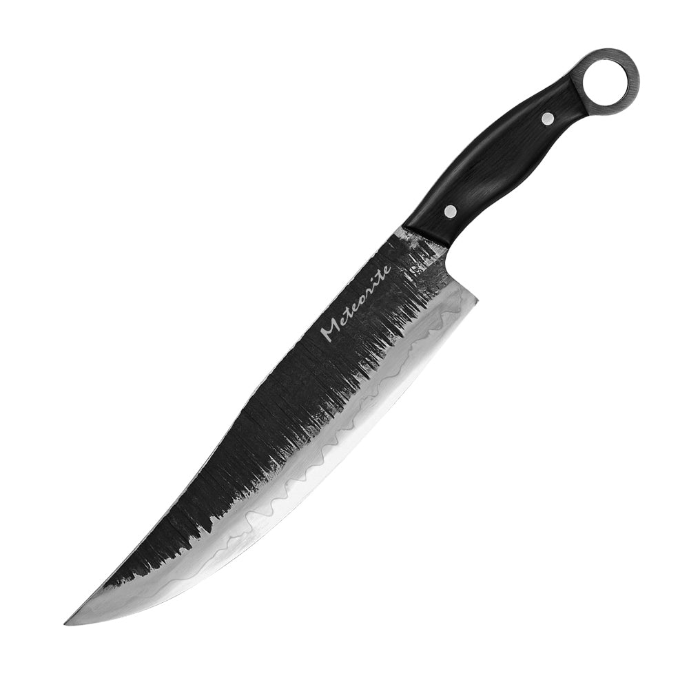 Meteorite Kodiak 10'' Utility Knife - Heavy-Duty Full-Tang Camp Kitchen Knife for Outdoor Cooking & Wood Processing｜T10 Forged Steel & Natural Wooden Handle (Ebony)