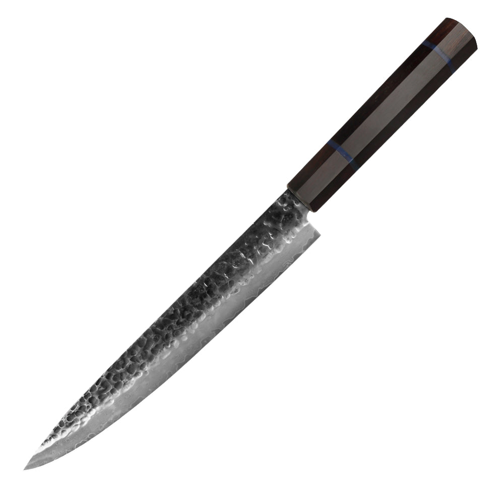 Kajiya Unnan 10" Yanagiba - Japanese Professional Sashimi & Fish Slicing with Damascus Steel Blade & Ebony Wood Handle