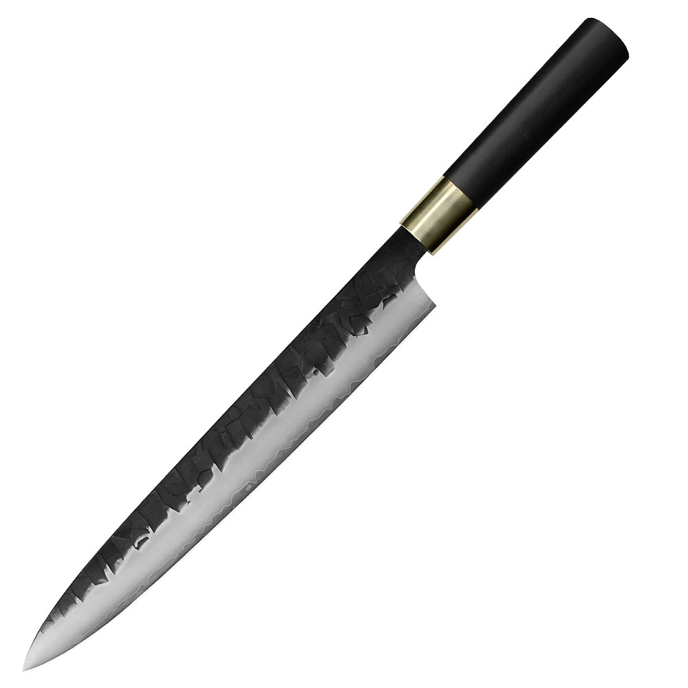 Kajiya Asakusa 11'' YanagiBa - Professional Japanese Kitchen Knife for Sushi & Fish Slicing with 3-Layer VG10 Steel Blade & Natural Wooden Handle (Olive/Ebony options)
