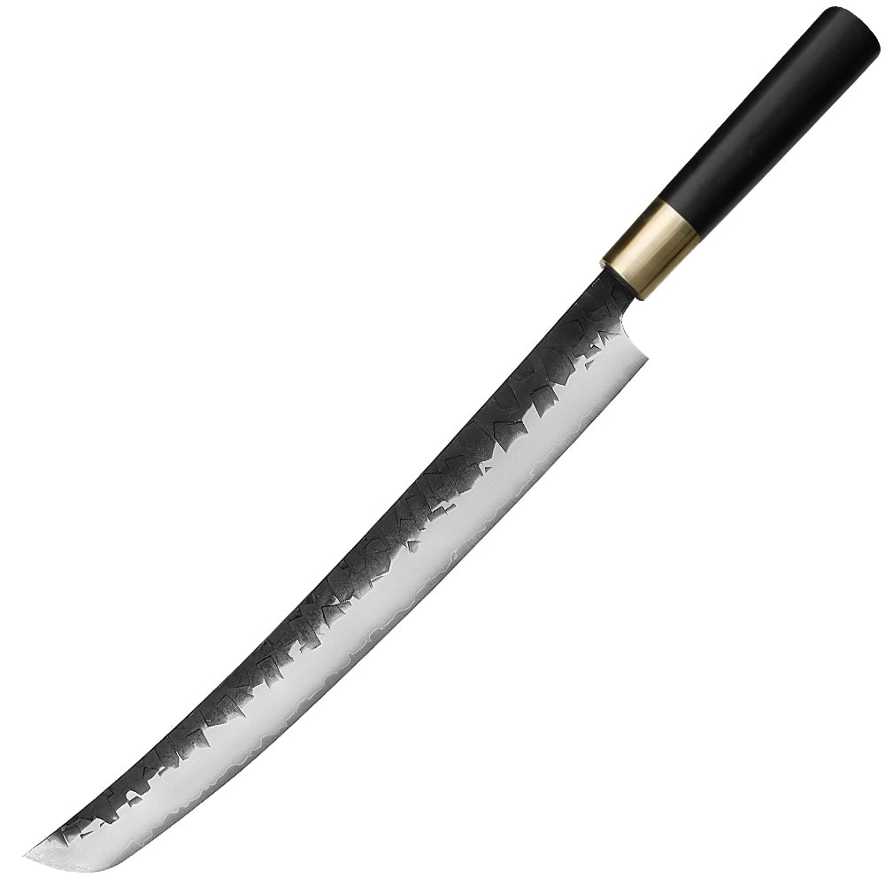 Kajiya Asakusa 13'' Senmaru - Professional Japanese Kitchen Knife for Fish Butchering & Sashimi with 3-Layer VG10 Steel Blade & Natural Wooden Handle (Olive/Ebony options)