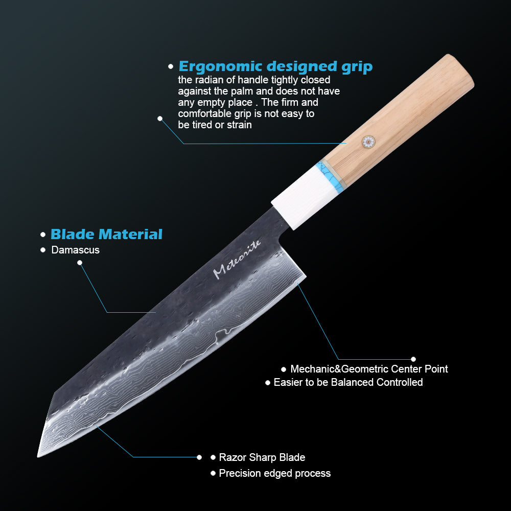 Meteorite IceRaven Japanese Knife Set | 2Pcs / 3Pcs / 4Pcs Black Forged Damascus Steel | Gyuto, Santoku, Nakiri, Kiritsuke | Olive Wood Handle