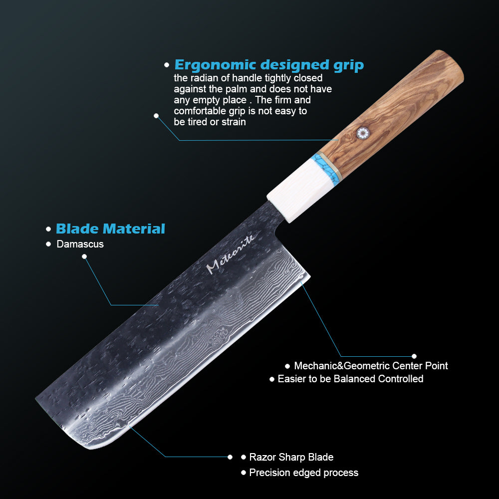 Meteorite IceRaven Japanese Knife Set | 2Pcs / 3Pcs / 4Pcs Black Forged Damascus Steel | Gyuto, Santoku, Nakiri, Kiritsuke | Olive Wood Handle