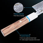 Meteorite IceRaven 7" Nakiri - Japanese Vegetable Knife with Black/Sliver Hammered and 67-Layer Damascus Blade & Olive Wood Handle