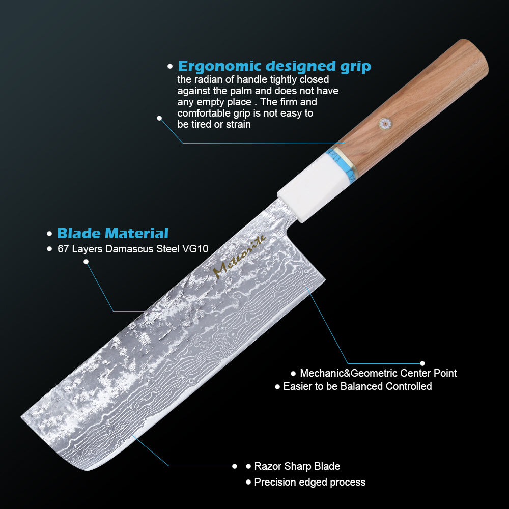 Meteorite IceRaven Japanese Knife Set | 2Pcs / 3Pcs / 4Pcs Black Forged Damascus Steel | Gyuto, Santoku, Nakiri, Kiritsuke | Olive Wood Handle