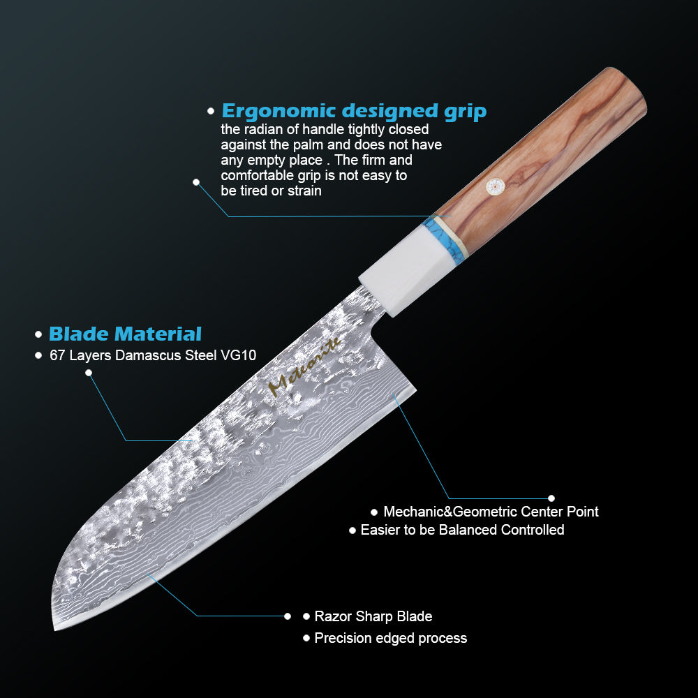 Meteorite IceRaven Japanese Knife Set | 2Pcs / 3Pcs / 4Pcs Black Forged Damascus Steel | Gyuto, Santoku, Nakiri, Kiritsuke | Olive Wood Handle